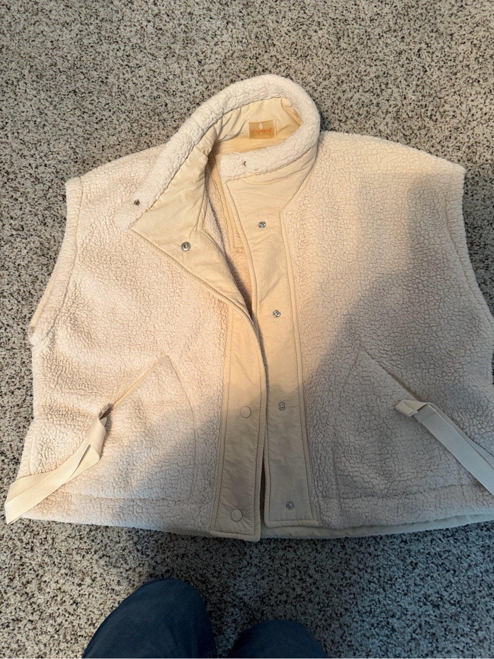 FP MOVEMENT BY FREE PEOPLE Oversize Sherpa Vest in Ivory, Size S